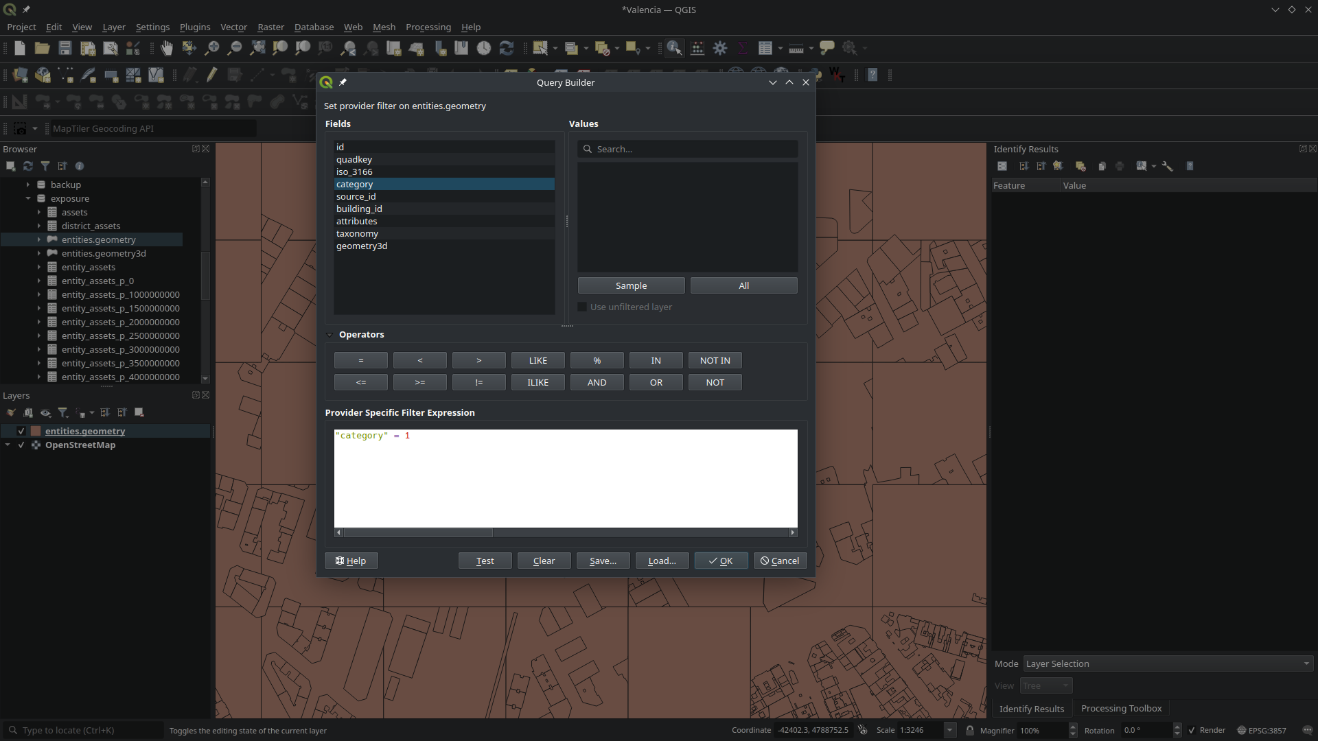 Query Builder filtering entities to category = 1